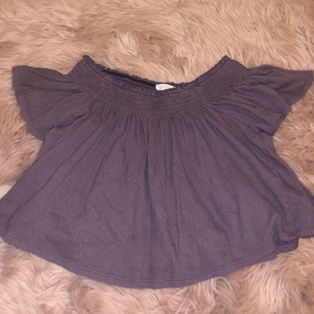 purple off the shoulder top